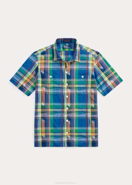 royal/orange multi Mænd Ralph Lauren klassisk pasform madras camp skjorte Z426B765