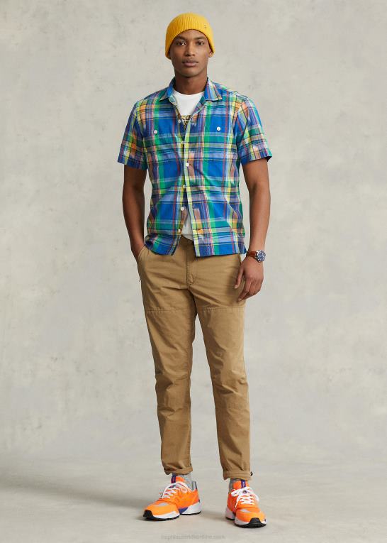 royal/orange multi Mænd Ralph Lauren klassisk pasform madras camp skjorte Z426B765
