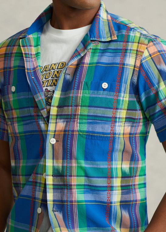 royal/orange multi Mænd Ralph Lauren klassisk pasform madras camp skjorte Z426B765