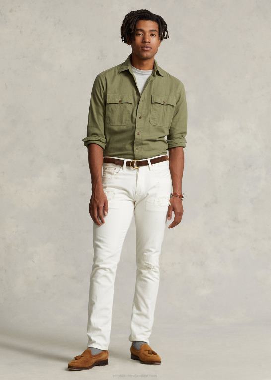 sag oliven Mænd Ralph Lauren klassisk pasform twill arbejdsskjorte Z426B777