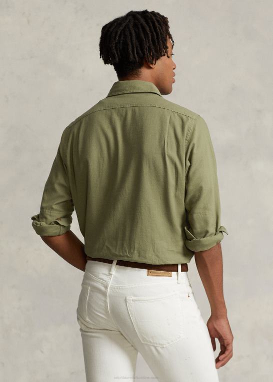 sag oliven Mænd Ralph Lauren klassisk pasform twill arbejdsskjorte Z426B777
