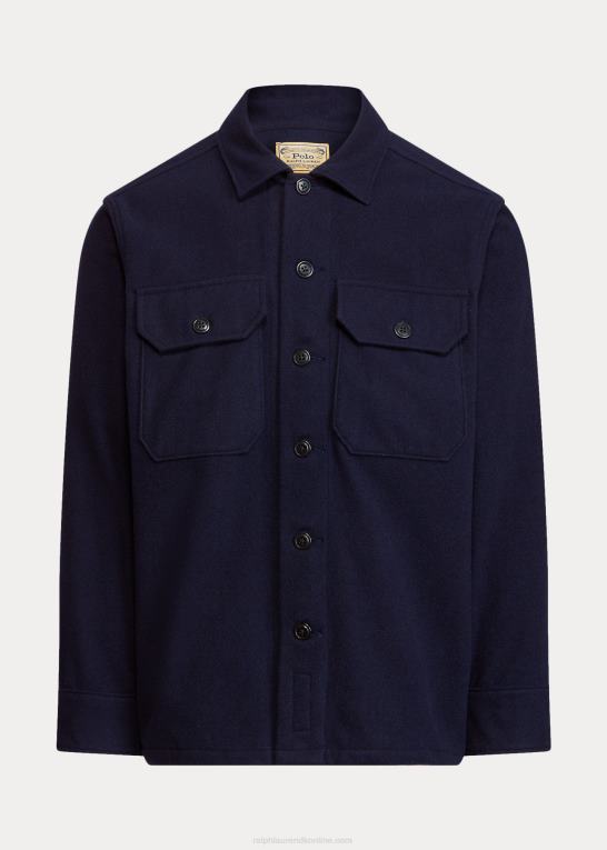 samling flåde Mænd Ralph Lauren arbejdsskjorte i klassisk pasform i uldblanding Z426B8481