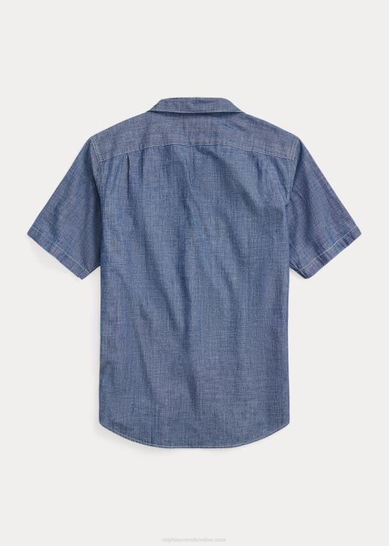 skylle vask Mænd Ralph Lauren indigo chambray camp skjorte Z426B1712