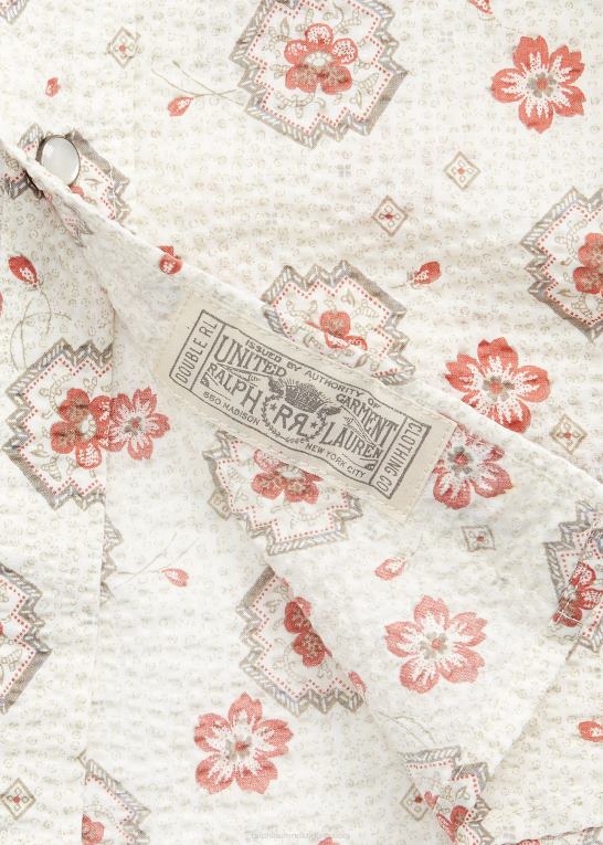 solbrun/koral Mænd Ralph Lauren slank bandana seersucker westernskjorte Z426B1709
