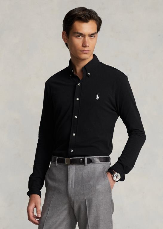 sort Mænd Ralph Lauren fjervægts skjorte i mesh Z426B414