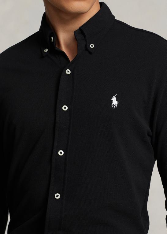 sort Mænd Ralph Lauren fjervægts skjorte i mesh Z426B414