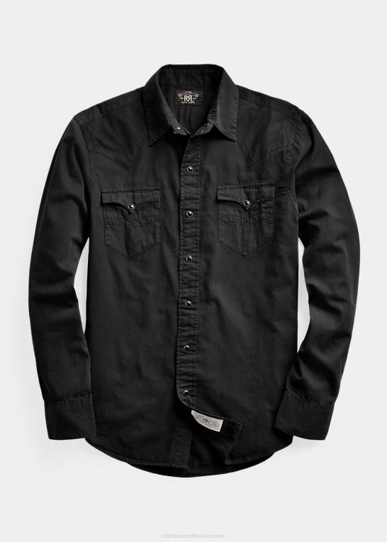 sort Mænd Ralph Lauren slim fit twill westernskjorte Z426B1745