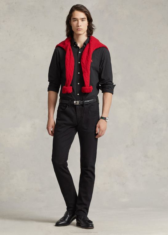 sort Mænd Ralph Lauren stræk poplin skjorte - alle passer Z426B369