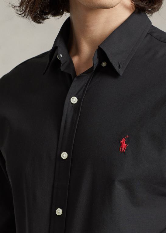 sort Mænd Ralph Lauren stræk poplin skjorte - alle passer Z426B369