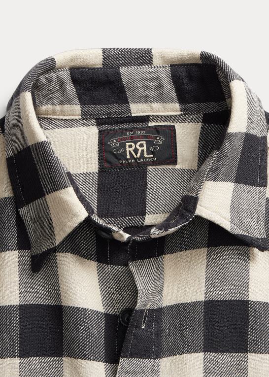 sort/creme Mænd Ralph Lauren arbejdsskjorte i bøffelternet twill Z426B1747