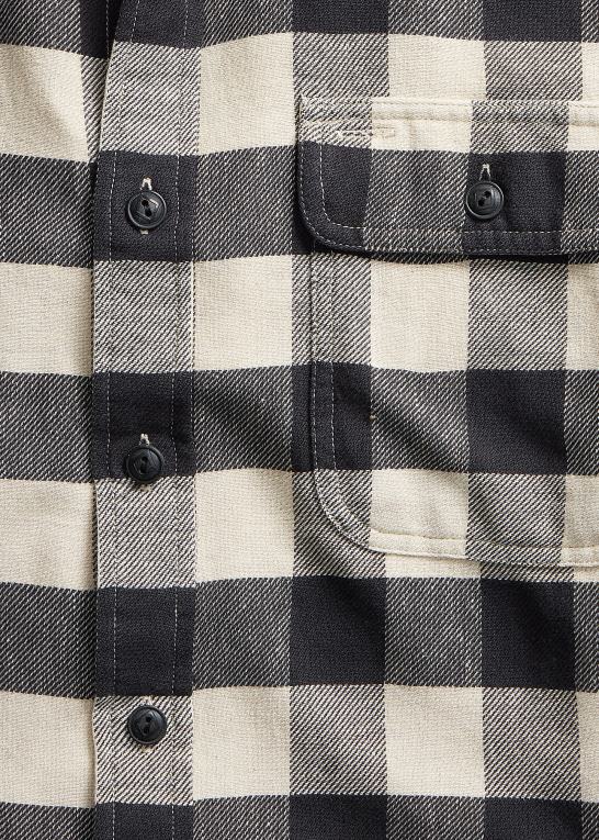 sort/creme Mænd Ralph Lauren arbejdsskjorte i bøffelternet twill Z426B1747