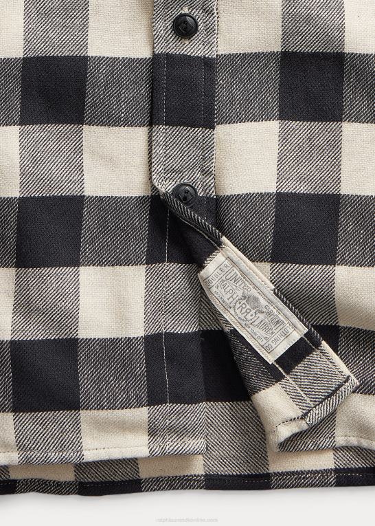 sort/creme Mænd Ralph Lauren arbejdsskjorte i bøffelternet twill Z426B1747