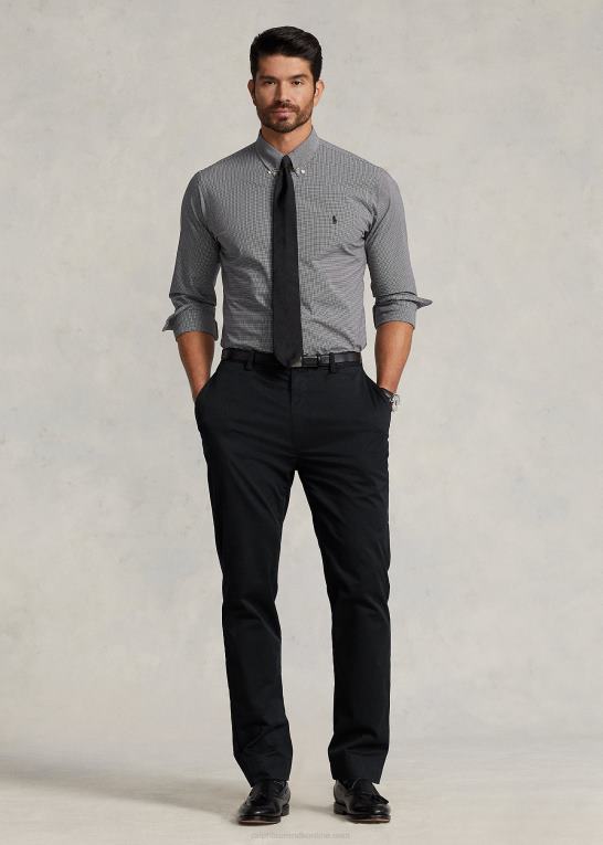 sort/hvid tern Mænd Ralph Lauren stræk poplin skjorte Z426B1505