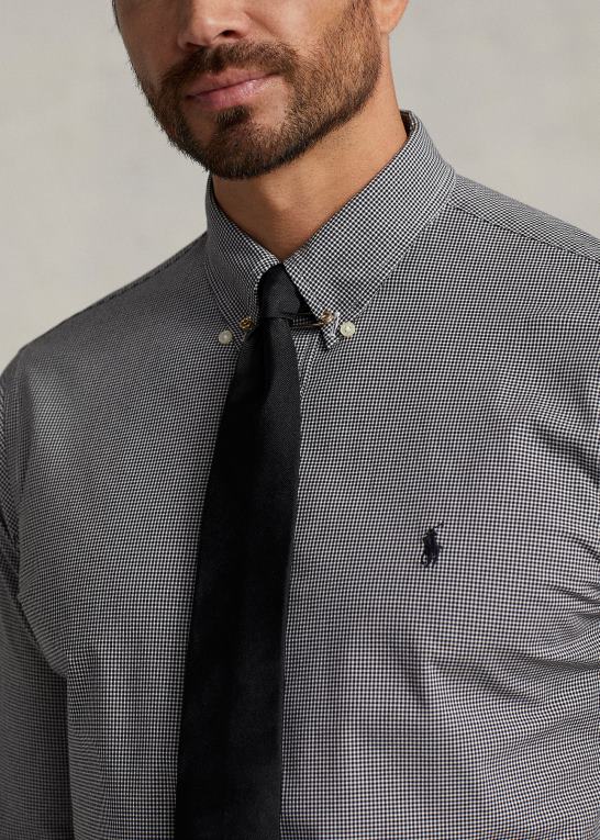 sort/hvid tern Mænd Ralph Lauren stræk poplin skjorte Z426B1505
