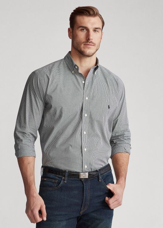 sort/hvid tern Mænd Ralph Lauren ternet poplin skjorte Z426B1838