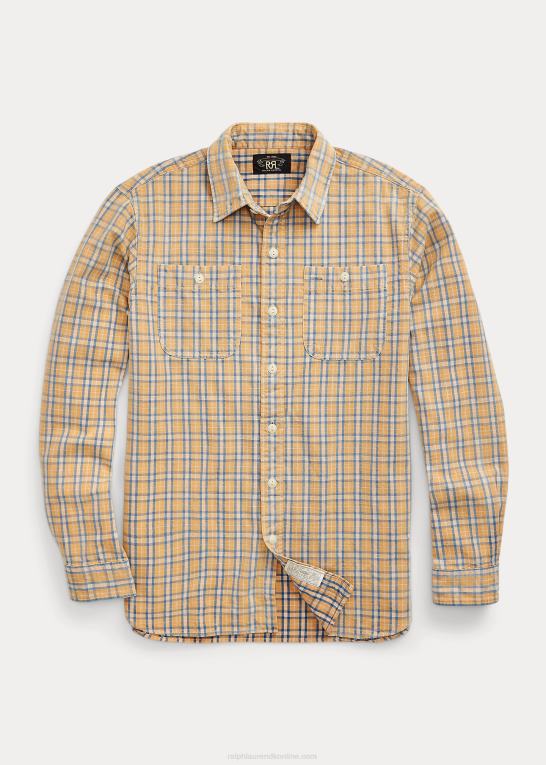 tan/indigo Mænd Ralph Lauren plaidvævet arbejdsskjorte Z426B1736