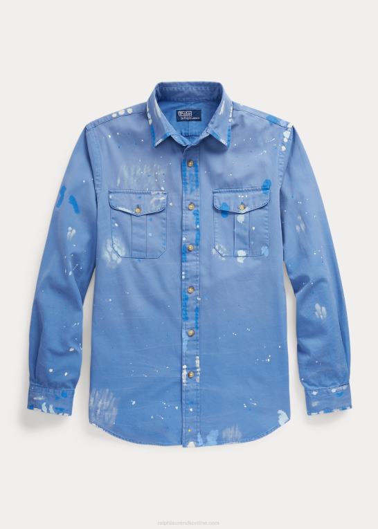 trække sig blåt tilbage Mænd Ralph Lauren malet chino arbejdsskjorte i klassisk pasform Z426B879