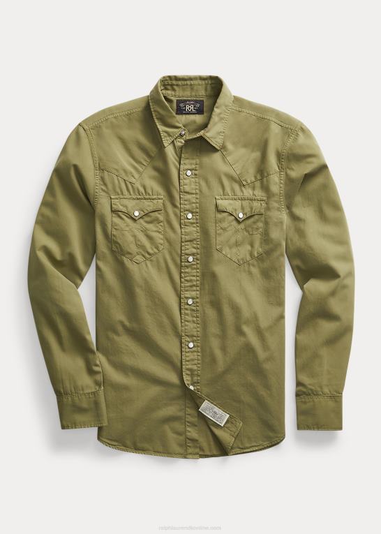 trist oliven Mænd Ralph Lauren slim fit twill westernskjorte Z426B1742