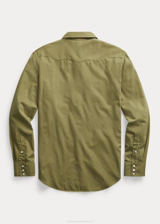 trist oliven Mænd Ralph Lauren slim fit twill westernskjorte Z426B1742