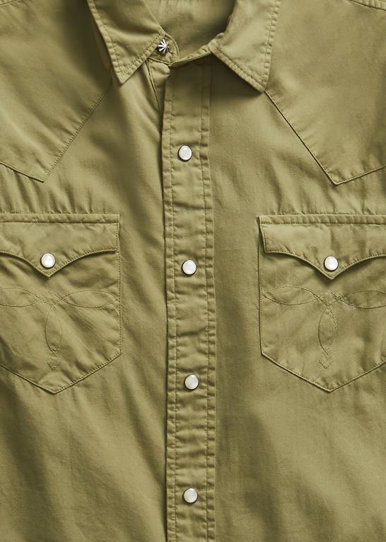 trist oliven Mænd Ralph Lauren slim fit twill westernskjorte Z426B1742