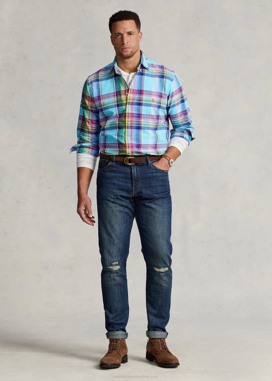 turkis/pink multi Mænd Ralph Lauren plaid oxford skjorte Z426B1343