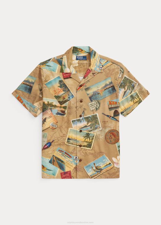 ville ønske du var her Mænd Ralph Lauren chinoskjorte med klassisk pasform med postkorttryk Z426B663