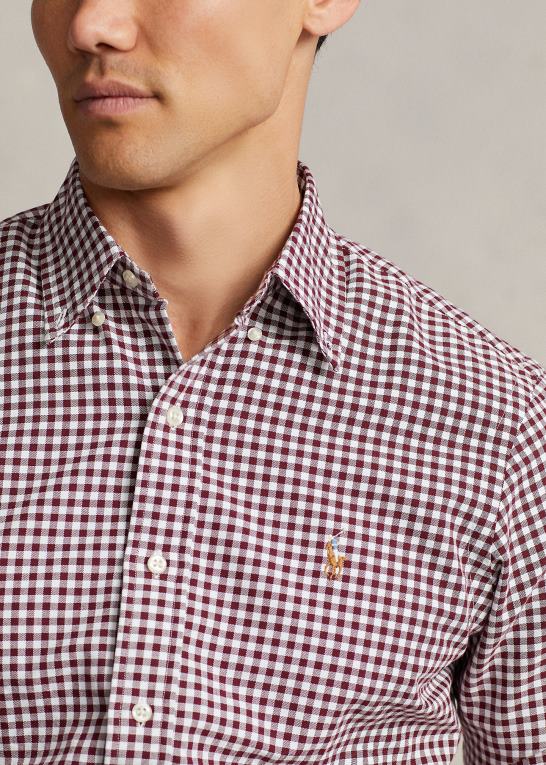 vin/hvid Mænd Ralph Lauren klassisk fit gingham oxford skjorte Z426B1112