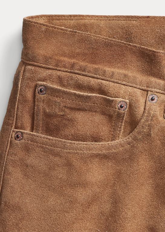 bedrøvet tan Mænd Ralph Lauren slim fit ru ruskindsbukser Z426B1796