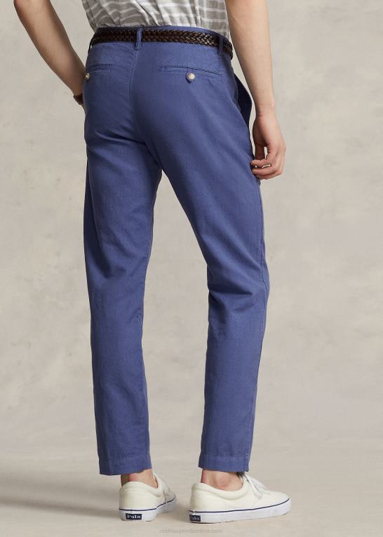 blå himmel Mænd Ralph Lauren bukser i lige pasform i hør-bomuld Z426B484
