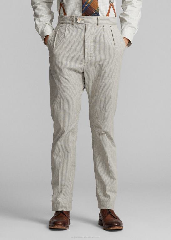 blå multi Mænd Ralph Lauren plisseret stribet dobbybukser Z426B1739