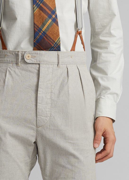 blå multi Mænd Ralph Lauren plisseret stribet dobbybukser Z426B1739