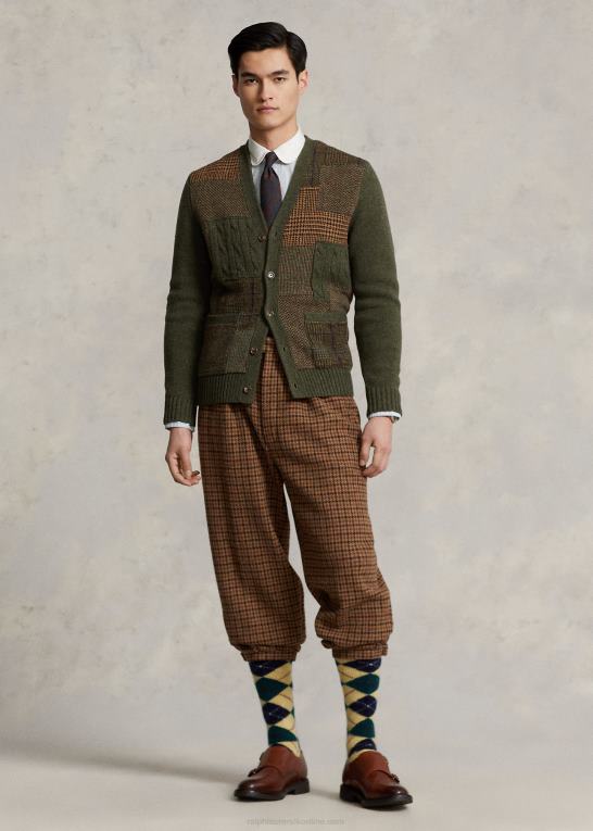 brun/brun Mænd Ralph Lauren plaid uld plus bukser med to jakkesæt Z426B1290