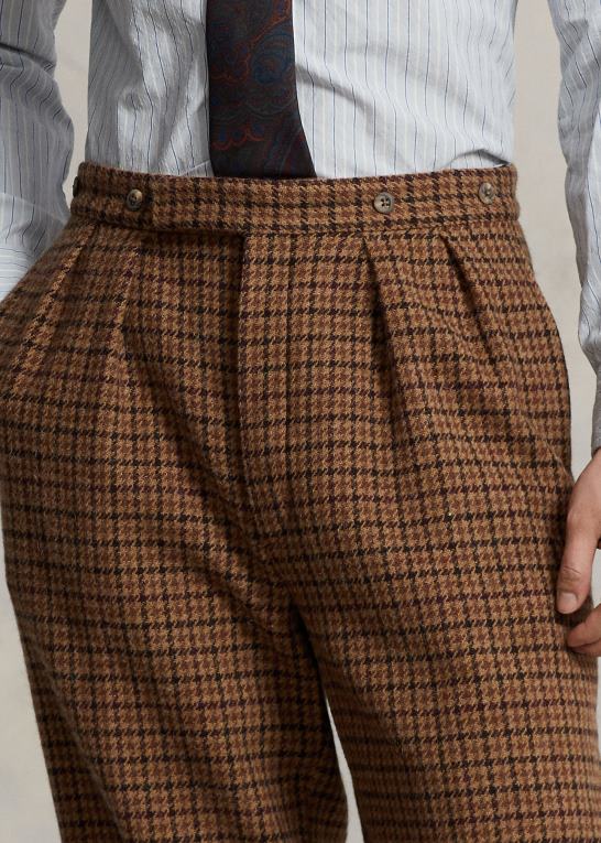 brun/brun Mænd Ralph Lauren plaid uld plus bukser med to jakkesæt Z426B1290