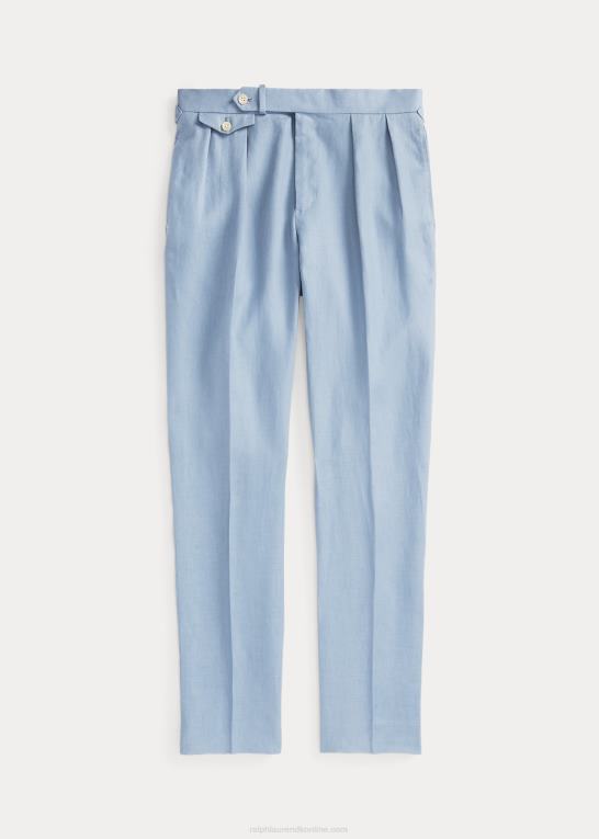 chambray blå Mænd Ralph Lauren plisseret hørbukser Z426B1168