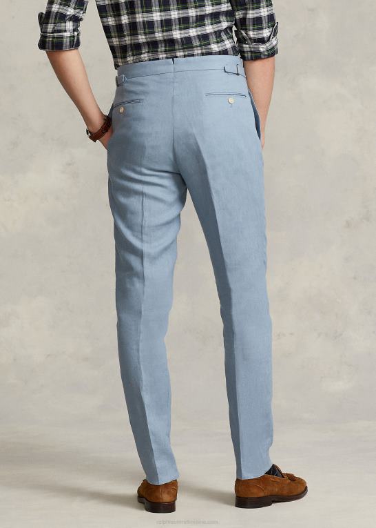 chambray blå Mænd Ralph Lauren plisseret hørbukser Z426B1168