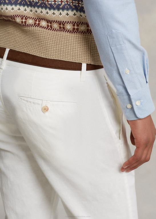 dækvask hvid Mænd Ralph Lauren bukser i lige pasform i hør-bomuld Z426B482