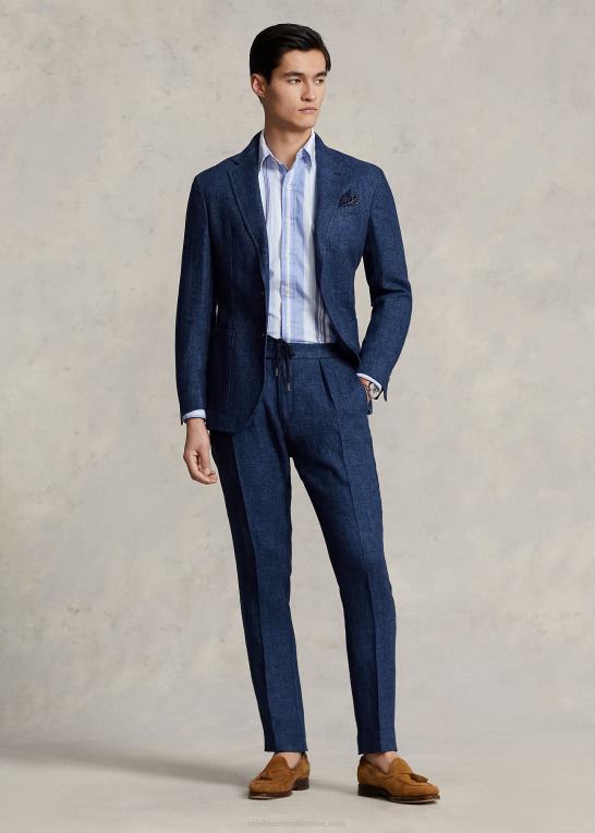 flåde Mænd Ralph Lauren plisseret hørbuks med sildeben Z426B1213