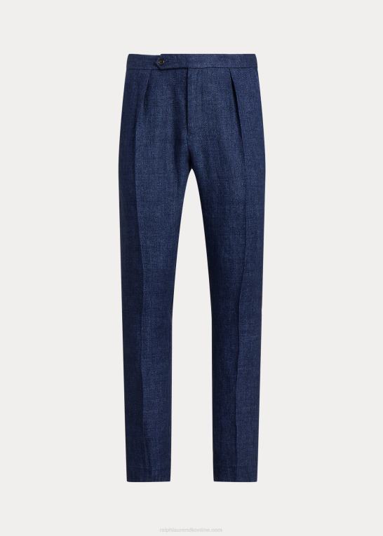 flåde Mænd Ralph Lauren plisseret hørbuks med sildeben Z426B1213