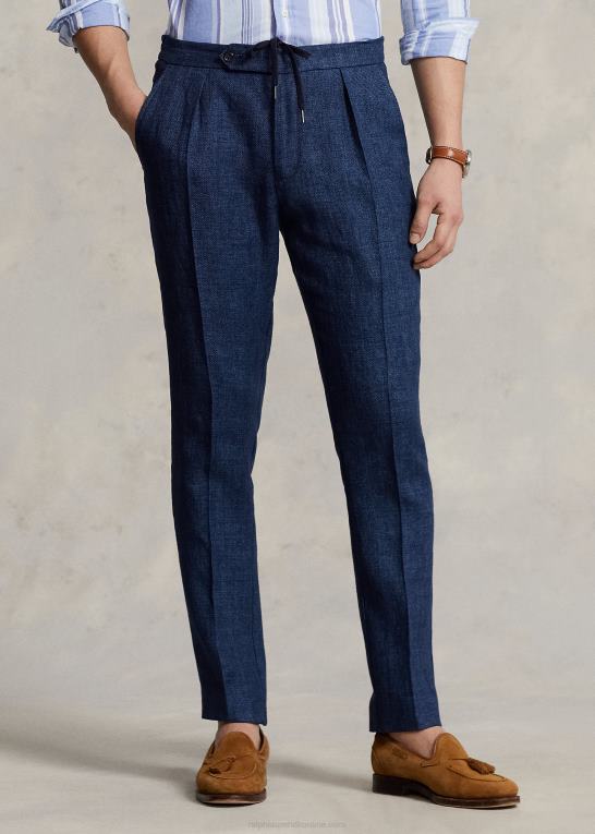 flåde Mænd Ralph Lauren plisseret hørbuks med sildeben Z426B1213