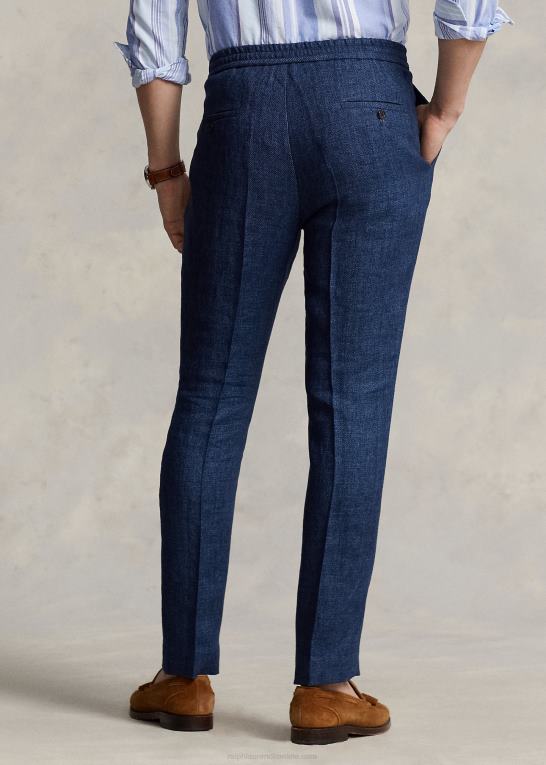 flåde Mænd Ralph Lauren plisseret hørbuks med sildeben Z426B1213