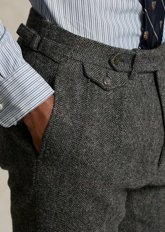 grå Mænd Ralph Lauren morehouse-kollektionen jakkesætsbukser Z426B1298