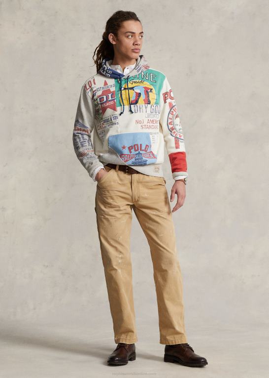 guyer Mænd Ralph Lauren afslappet pasform maling-splatter lærredsbukser Z426B8510