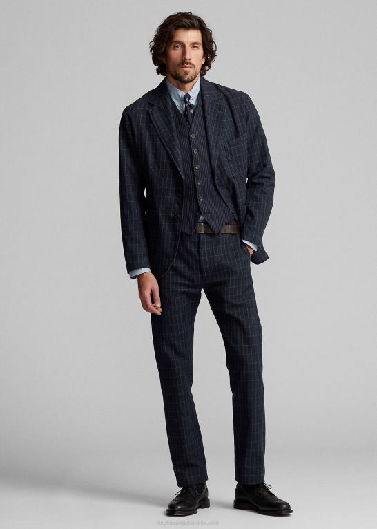 indigo garn farvestof Mænd Ralph Lauren officer linned-bomuld twill bukser Z426B1777