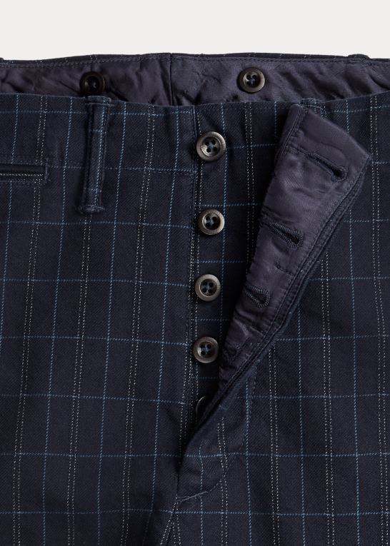 indigo garn farvestof Mænd Ralph Lauren officer linned-bomuld twill bukser Z426B1777