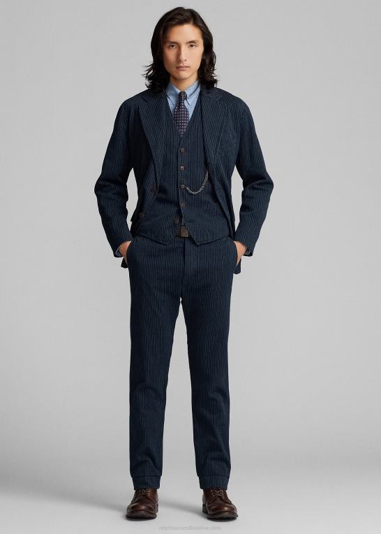 indigo nålestribe Mænd Ralph Lauren officer nålestribet sildebensbuks Z426B1698