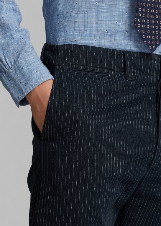 indigo nålestribe Mænd Ralph Lauren officer nålestribet sildebensbuks Z426B1698