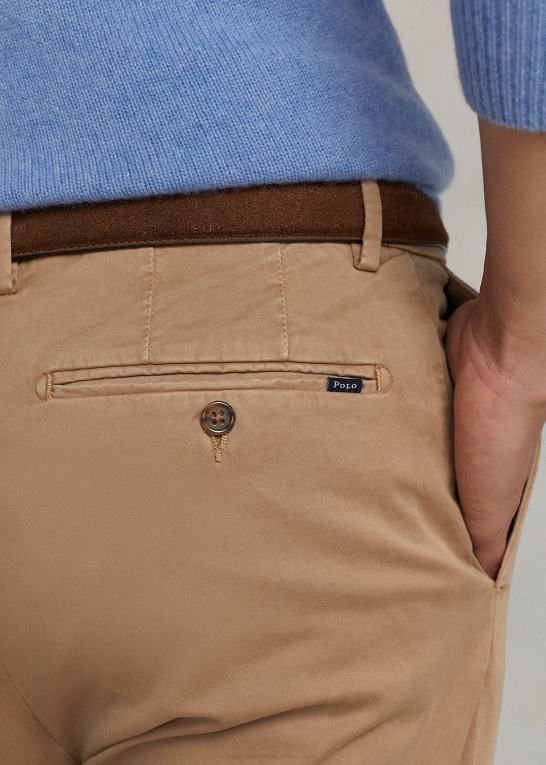 kaki bakke Mænd Ralph Lauren jarrett stretch satin bukser i slim fit Z426B668