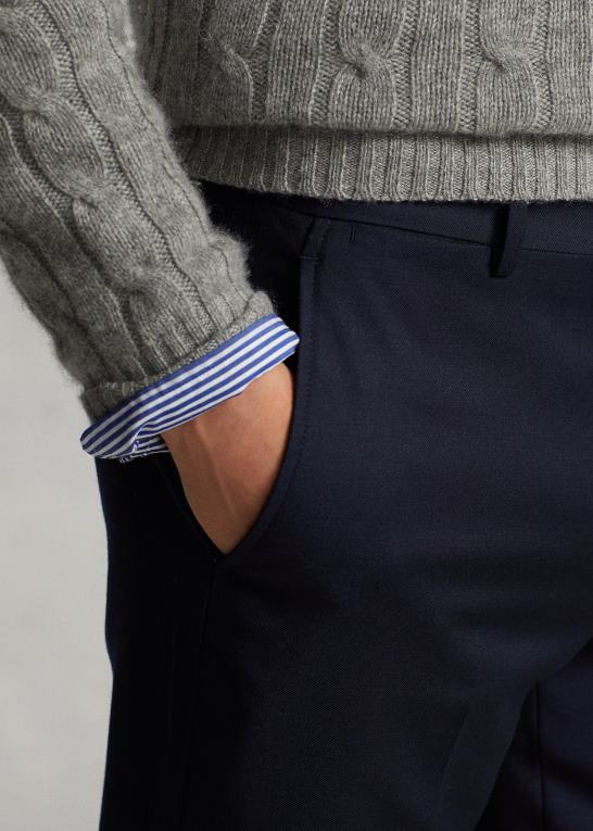 klassisk flåde Mænd Ralph Lauren slim fit uld twill bukser Z426B737
