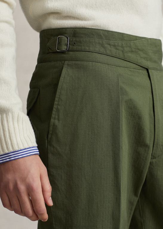 klassisk trist oliven Mænd Ralph Lauren bukser med ripstop-dragt med spænde Z426B969