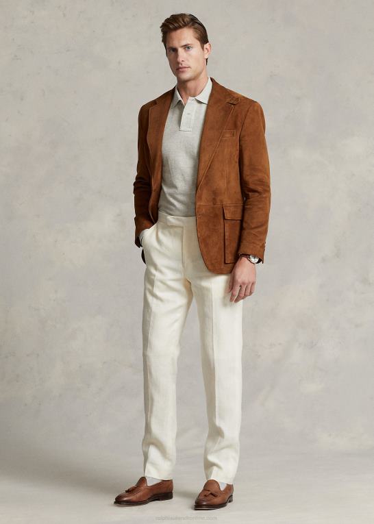 let creme Mænd Ralph Lauren bukser i linned Z426B8433